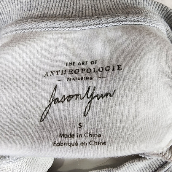 Anthropologie Jason  Yun Peace Dove Ruched Gray Pullover Sweatshirt Size Small - Picture 3 of 14